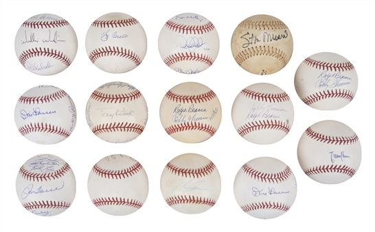 Lot of (14) Multi-Signed Baseballs With Derek Jeter x2, Randy Johnson, Alex Rodriguez, Yogi Berra & More (Beckett PreCert)